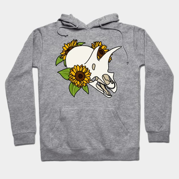 Triceratops and Sunflowers Hoodie by DenerDPaleoarts